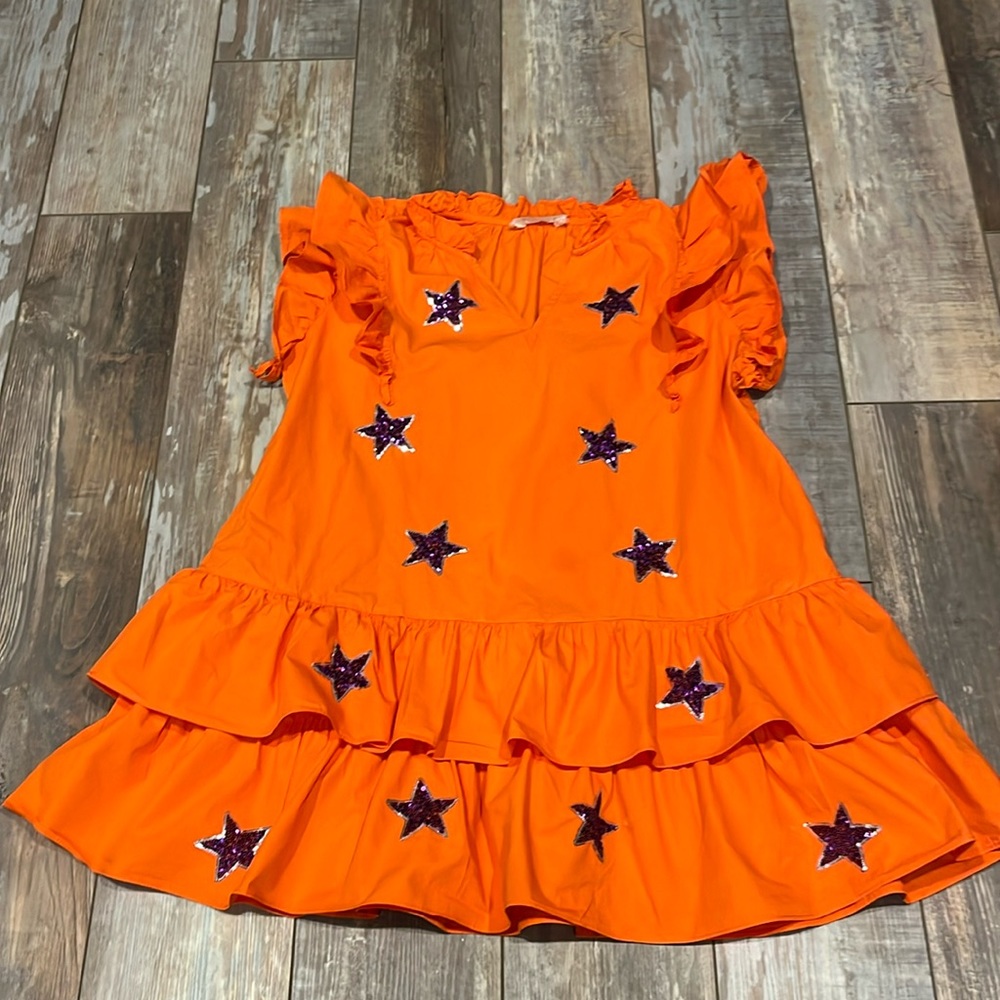 Style U amazing Clemson orange and purple tiered tunic/mini dress with pockets!